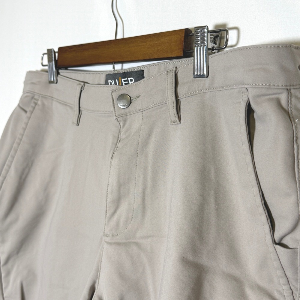 DU/ER Pimlico Performance Shorts Mens 34 Tan Khaki Stretch Cotton Nylon 9 Inseam